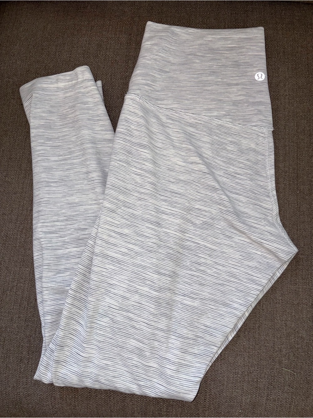 lululemon athletica Light Gray Striped High-Rise Leggings